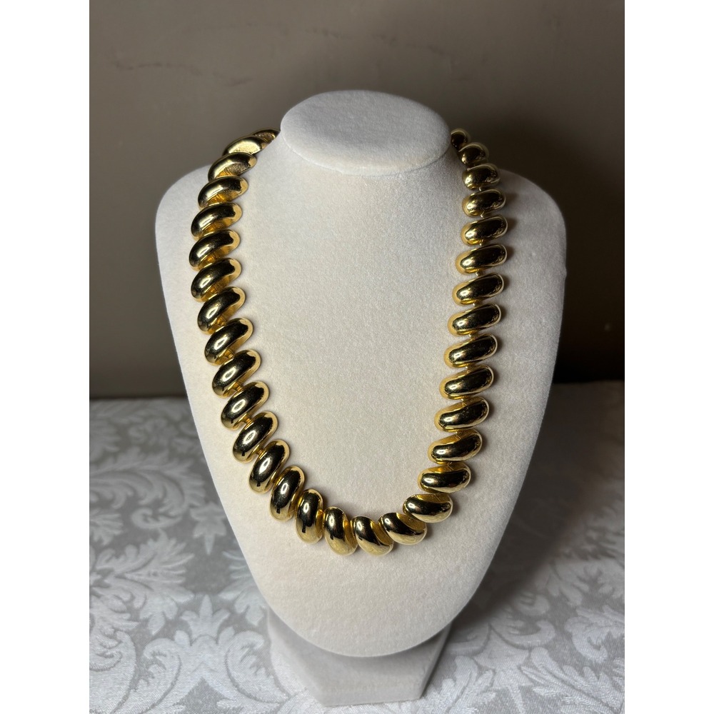 Napier Gold Tone San Marco Link Collar Necklace Chunky Statement Signed 4774743